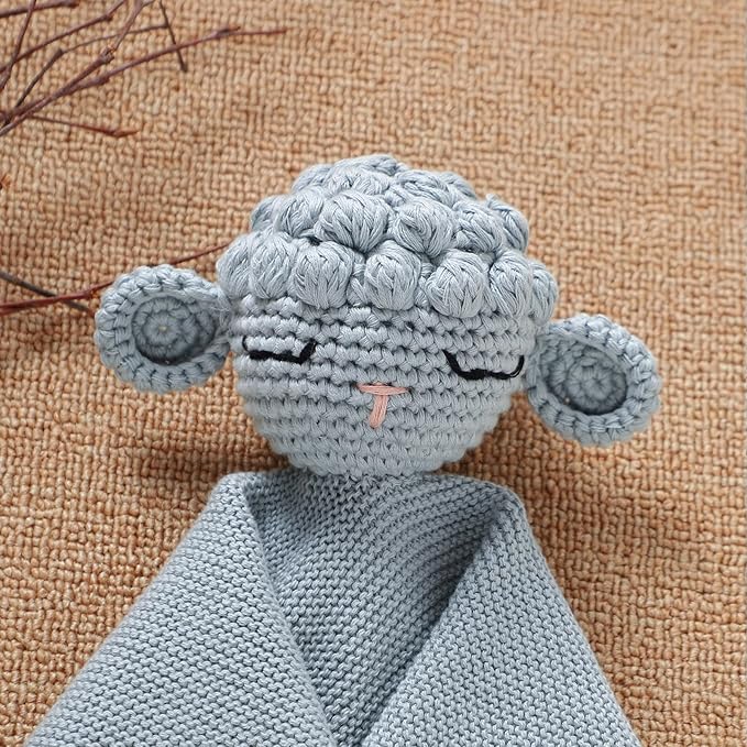 Neiwech Sheep Snuggle Loveys for Babies Cotton Baby Security Blanket for Newborn Infant Boys Girls Water Blue