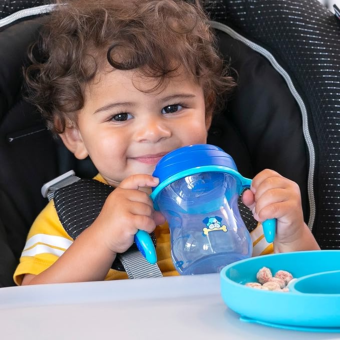 Chicco 7oz. Semi-Soft Trainer with Bite-Resistant Spout and Spill-Free Lid | Removable, Non-Slip Handles | Top-Rack Dishwasher Safe | Easy to Hold Ergonomic Indents | Blue| 6+ months (Pack of 2)