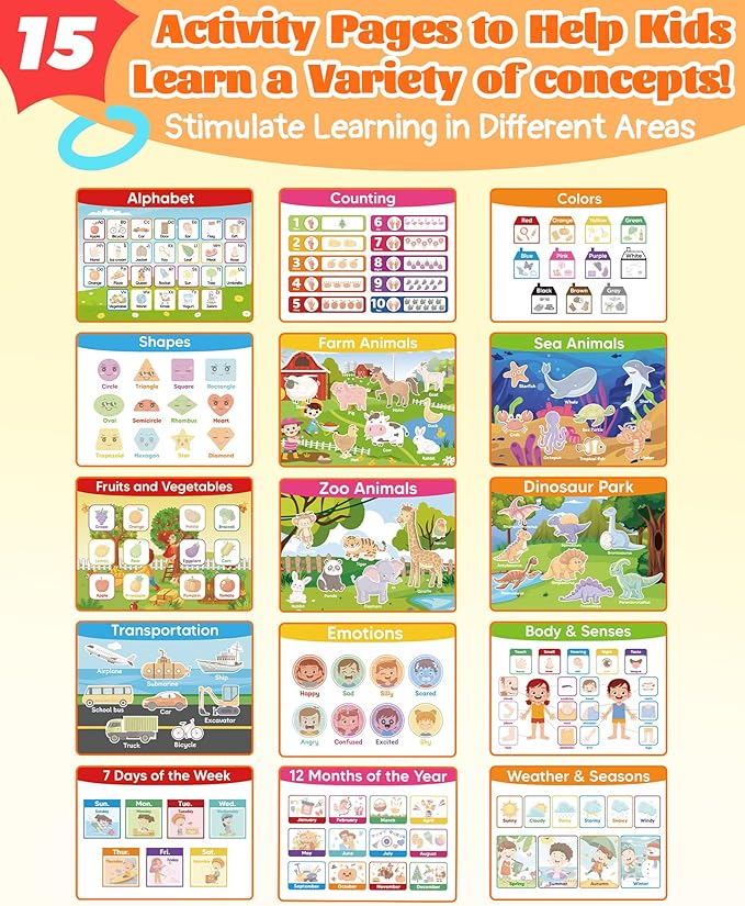 Walenced Busy Book for Toddlers - Preschool Learning Activities, Coloring Activity Books for Kids Ages 3-5, Montessori Autism Sensory Travel Educational Toys, Gifts for 3 and Up Boy Girl