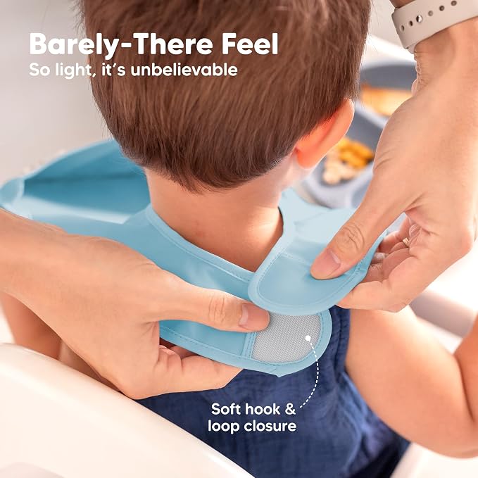 KeaBabies 6-Pack Silicone Baby Spoons and 3-Pack Waterproof Baby Bibs for Eating - Toddler First Food Training Spoon, Lightweight Boys & Girls Bib with Food Catcher