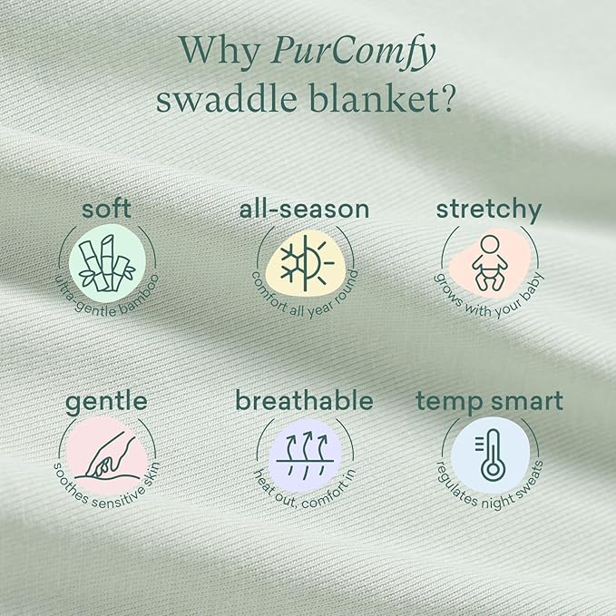 PurComfy Supersoft Swaddle Blanket, Premium Bamboo Viscose Baby swaddling Blankets for Newborns, Lightweight & Breathable Swaddle Blankets for Boys and Girls, 47??x 47?? Neutral Baby Essentials