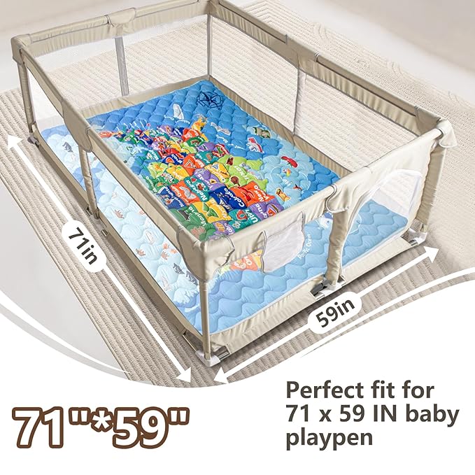 Baby Play Mats for Floor, 71?�x59??Upgraded Thickness & Larger Super Soft Playmat for Babies and Toddlers, Foldable Washable, Upgrade Anti-Slip Crawling Mat for Playpen(Map)