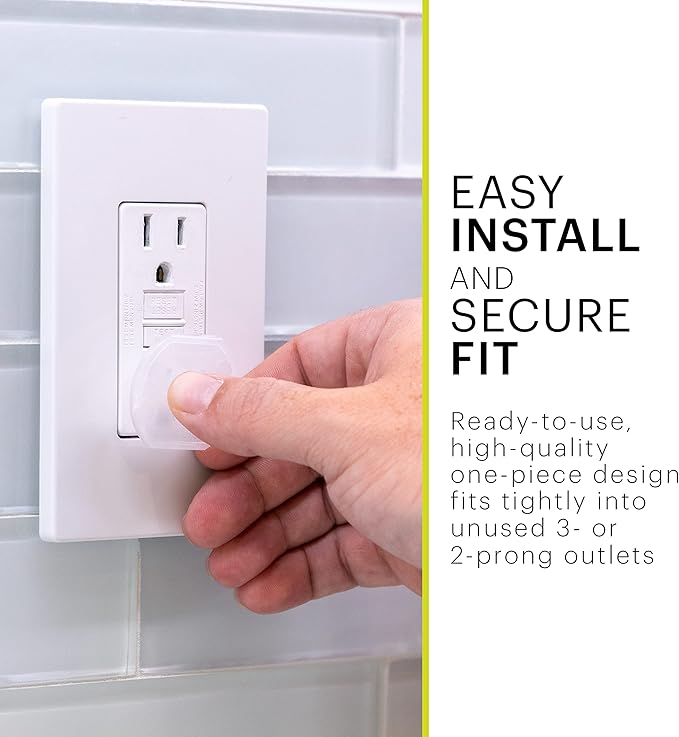 Power Gear Outlet Covers Baby Proofing Child Proof Plug Covers for Electrical Outlets Easy Install Outlet Plug-Covers UL Listed Shock Prevention Clear 54614,(Pack of 240)