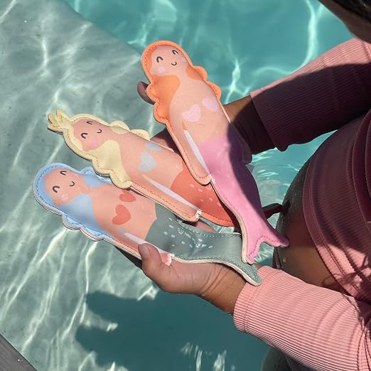 SUNNYLiFE Pool Dive Toys for Kids | Set of 3 Mermaid Diving Toys, Sand-Weighted Sinking Pool Toys for Toddlers Ages 3-8, Soft Natural Rubber Bath Toys - Dive Buddies Melody Mermaid Multi