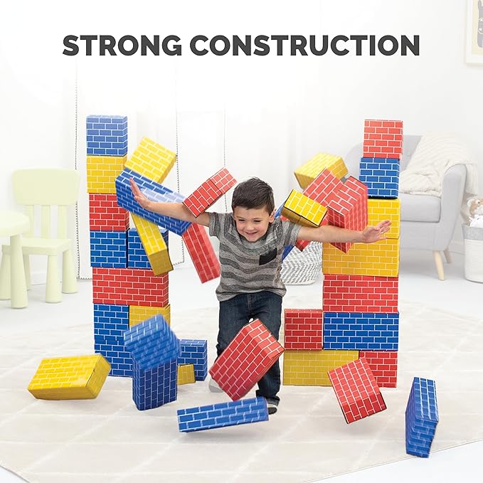 Bankers Box at Play Heavy Duty Jumbo Cardboard Building Blocks, 40 Pack, Large and Medium Toy Blocks for Kids and