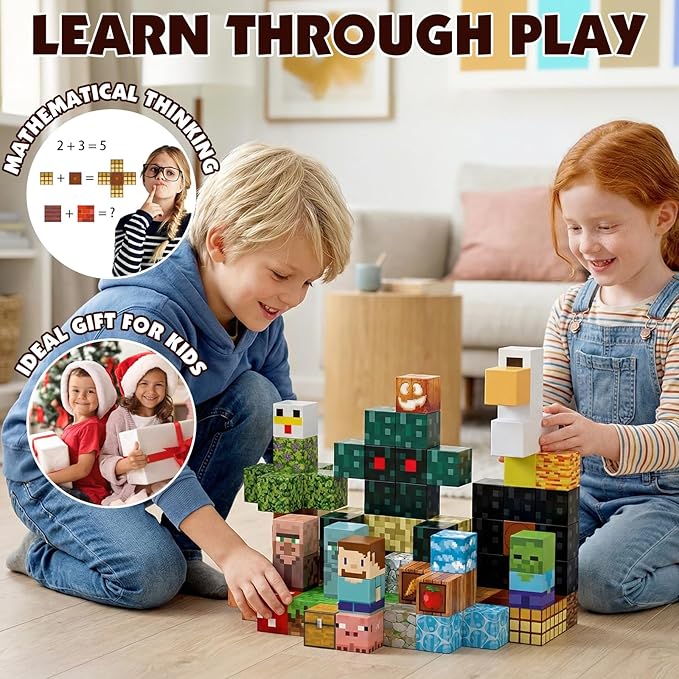 AIDYVOI Magnetic Blocks - 100 PCS Magnetic Building Blocks, 0.8 inch Magnet Cubes Stacking Construction Toys for Kids Age 3+, STEM Building Set Birthday Gifts for Boys Girls