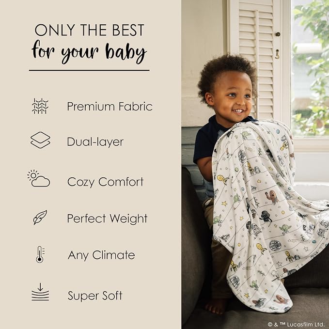 Milk Snob Star Wars Infant Boy/Girl Swaddle Blanket, Soft Receiving, Security and Play, Perfect for Summer, Toddler Infant Newborn Bedding, Baby Shower, Baby Registry Gift (Precious Padawans)