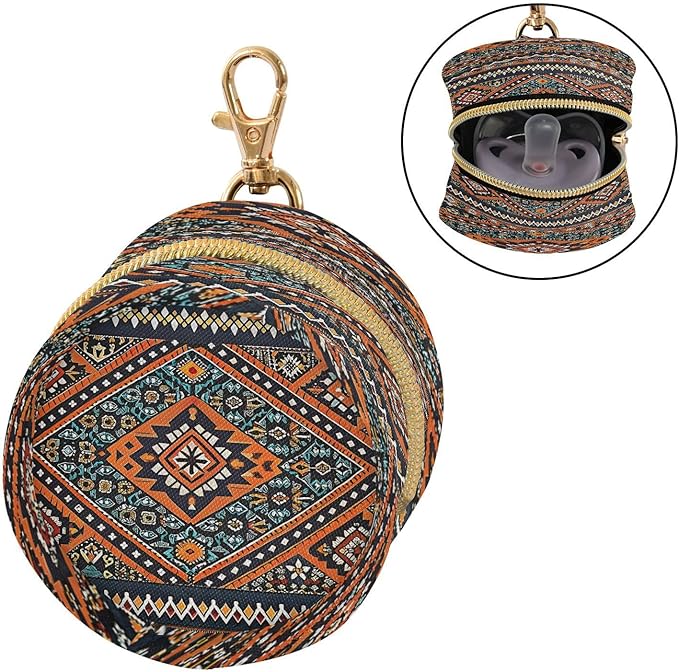 Native Southwest Tribal Pacifier Holder Case with Clip Portable Small Travel Pacifier Pouch for Mom Bag Zipper Coin Purse Pendant