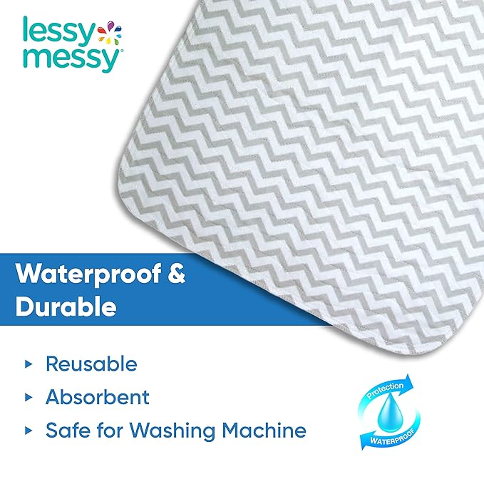 Portable Diaper Changing Mat - Extra Large Waterproof Travel Changing Pad | Machine Washable & Dryer Safe | Wipeable Baby Changing Mat for Nursery, Car, & On-The-Go (Grey)