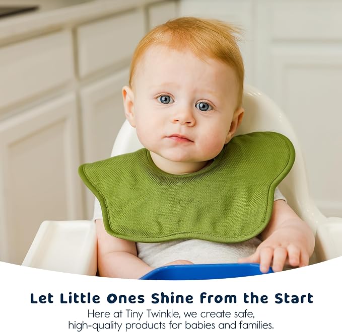 Tiny Twinkle Roundabout Drool Bibs 3 Pack - 360 Rotating Water Resistant and Absorbent Teething Baby Bibs
