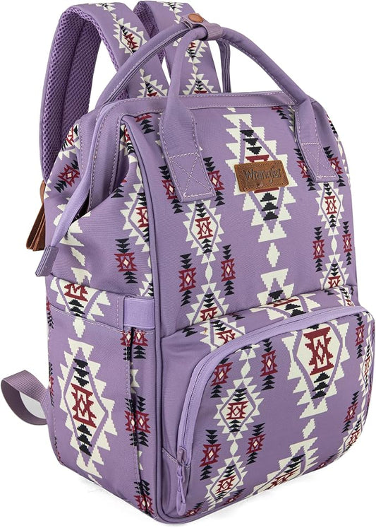 Wrangler Aztec Backpack Organized Daypack Travel Baby Bag with Stroller Strap and Side Bottle Pockets WG2204-9110LV