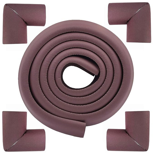 M2cbridge L Shape Extra Thick Furniture Table Edge Protectors Foam Guard 6.5 Ft (Brown with 4 Corners)