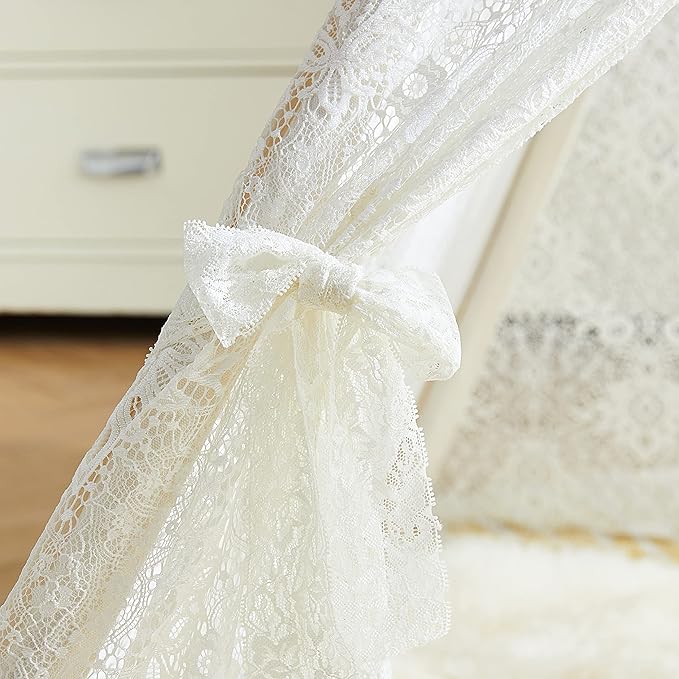 Asweets Kids Teepee Tent, Children Play Tent, Indoor Outdoor Cotton Play Tent for Girls & Boys Kids (White Lace Tent)