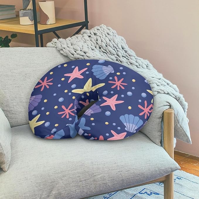 Starfish Shell Nursing Pillow and Positioner Detachable Newborn Original Breastfeeding Slipcover Case U-Shaped Head Support Protector Cushion Essential with Hidden Zipper