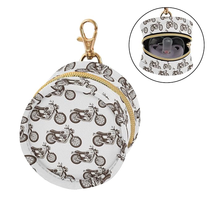 Motorcycle Classic Style Baby Pacifier Holder Case with Clip Portable Pacifier Storage Organizer Round Container Pouch Box Fits Diaper Bag Stroller Purse