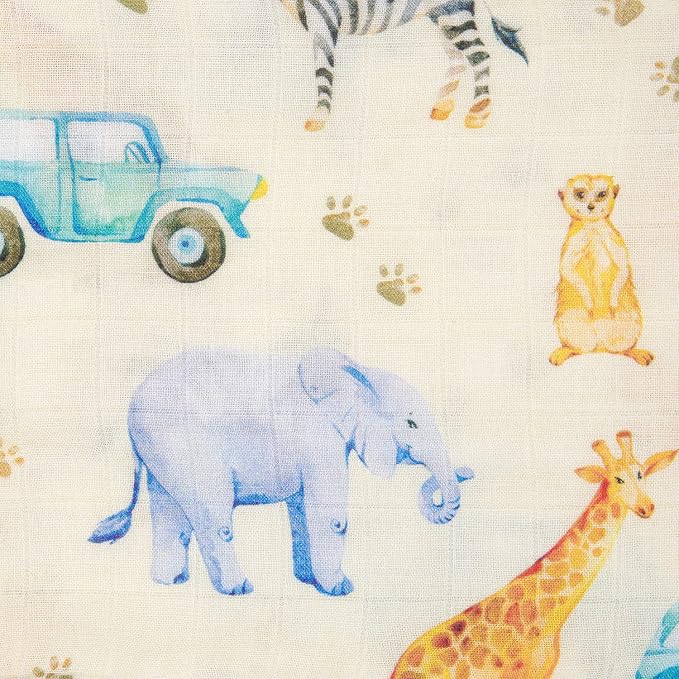 immispace - Ultra Soft Swaddle Blanket | Muslin Blankets for Girls & Boys | Newborns & Infants Gifts | 30% Organic Cotton + 70% Rayon | Large 47" x 47" | Machine Washable (Safari)