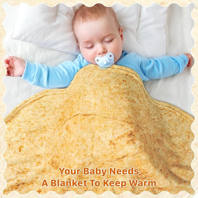 Tortilla Blanket Baby, Tortilla Blanket for Newborn Toddler, 285 GSM Soft Flannel Wearable Wrap Funny Gifts for Baby Shower Boy Girl 0-3 6 9 Months