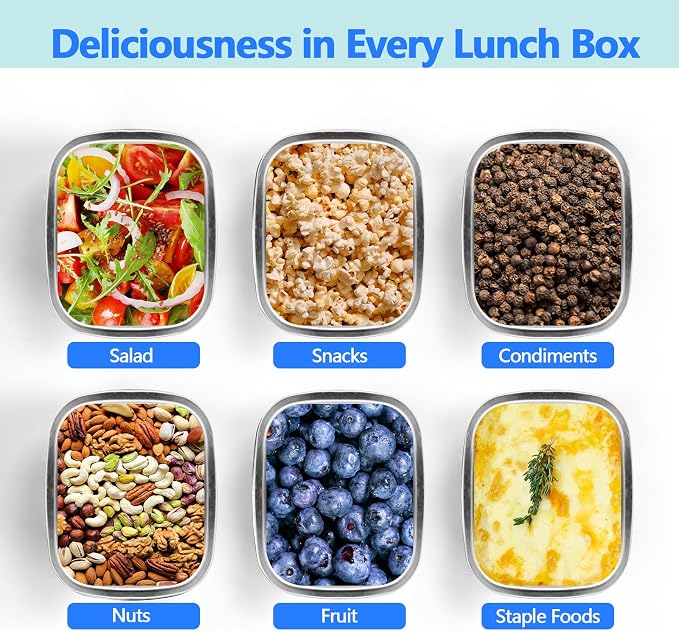 Stainless Steel Food Storage Containers with Lids - 3 Piece 8.5oz Small Snack Boxes & Lunch Containers, Leakproof Freezer Safe Meal Prep Containers Fit for Portioning Snacks, Dips, and Condiments