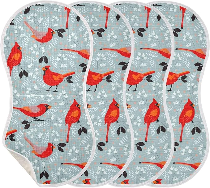 vvfelixl Muslin Burp Cloths Cardinals Bird Baby Washcloths for Baby Girl Boys 2 Pack