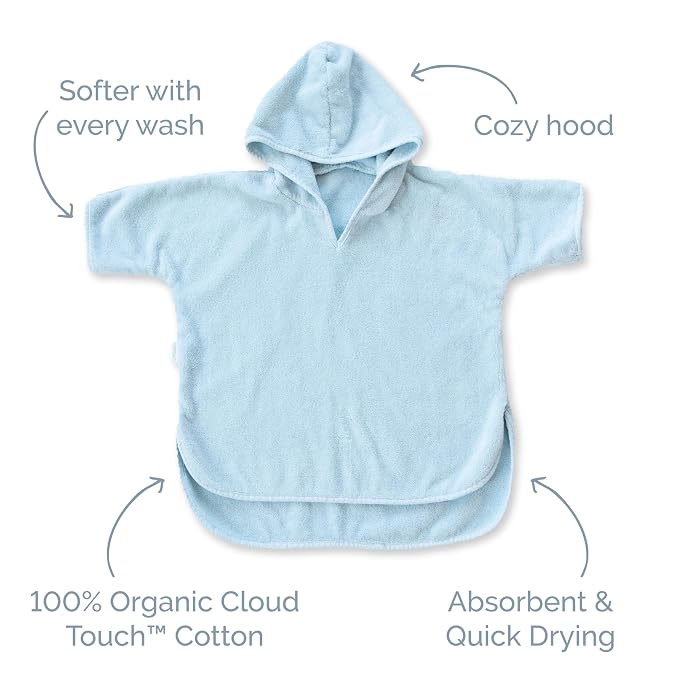 Natemia Hooded Towel Poncho – 100% Organic Cotton - Kids & Toddler Beach Towel with Hood - GOTS Certified - Gentle on Sensitive Skin - Cozy Swim & Bath Towel for Boys, Girls - Perfect Registry Gift