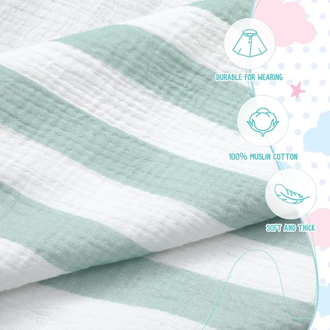 Mindsoft Muslin Hooded Beach Towel for Kids 1-3 Years 30" x 50" Toddler Beach Towel Poncho Soft Fast Drying Absorbent Blankets for Baby Shower Pool Bath Travel Swimming Essentials(Green)