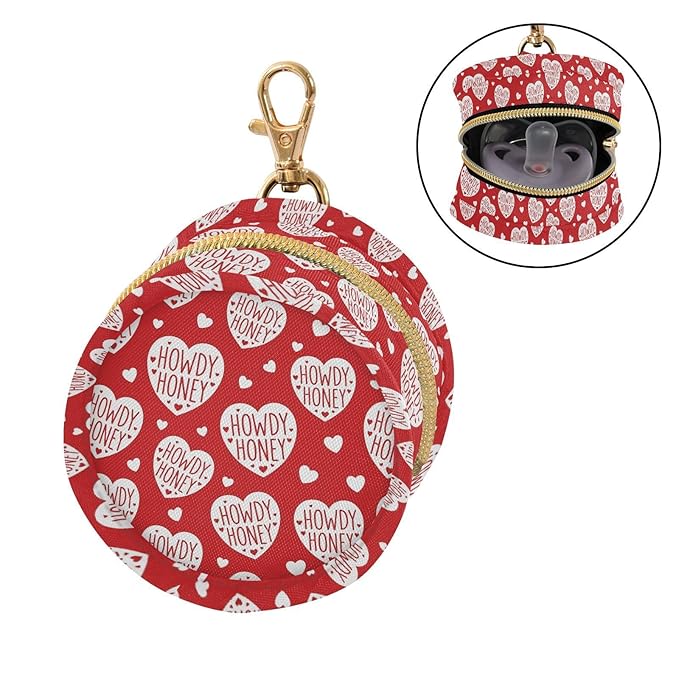 Cowboy Love Red Pattern Pacifier Holder Case Newborn Pacifier Storage Pouch for Boys Girls Easy Attach to Diaper Bag Portable Baby Essentials Container