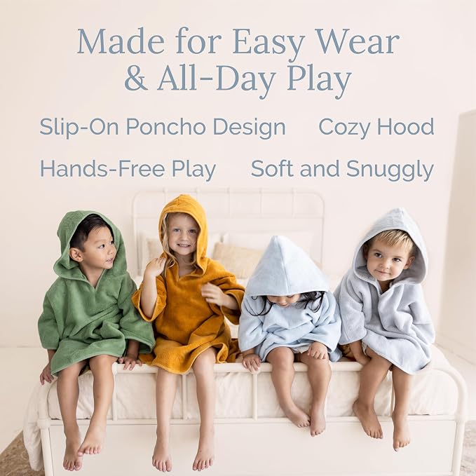 Natemia Hooded Towel Poncho – 100% Organic Cotton - Kids & Toddler Beach Towel with Hood - GOTS Certified - Gentle on Sensitive Skin - Cozy Swim & Bath Towel for Boys, Girls - Perfect Registry Gift