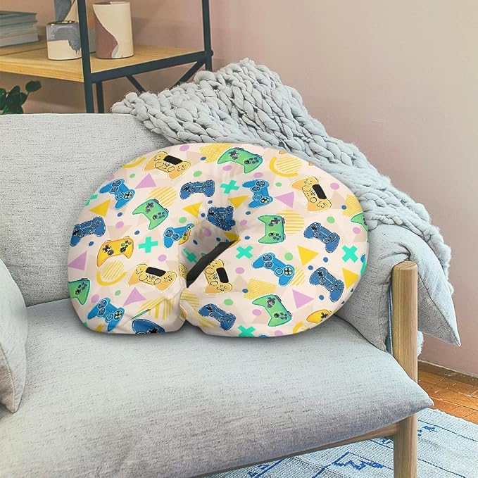 Removable Breastfeeding Pillow Cover Suitable for Newborn Breastfeeding Soft and Comfortable Fabric Breathable (Coloured PlayStation Pattern)