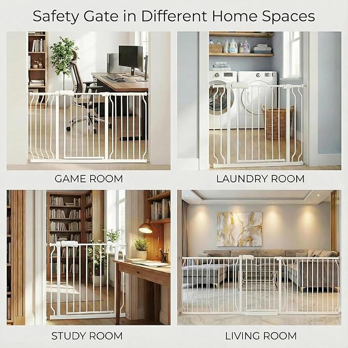 Baby Gates Extra Wide 71.5-76.4 Inch Large Baby Gates for Stairs Tension Pet Dog Gates Indoor for Doorways No Drilling Pressure Mounted Pet Gates for Kids