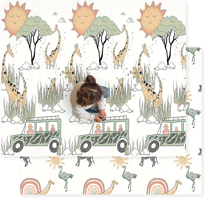 JumpOff Jo Foldable Foam Play Mat ??Large Waterproof Baby & Toddler Activity Floor Mat, Double-Sided 70 x 59 Inch Play Surface