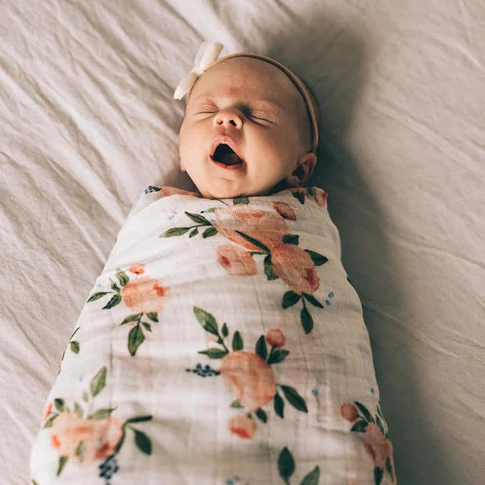 Little Unicorn Premium Cotton Swaddle Baby Blanket | Breathable Fabric | for swaddling, Play, Nursing & More (Watercolor Roses)