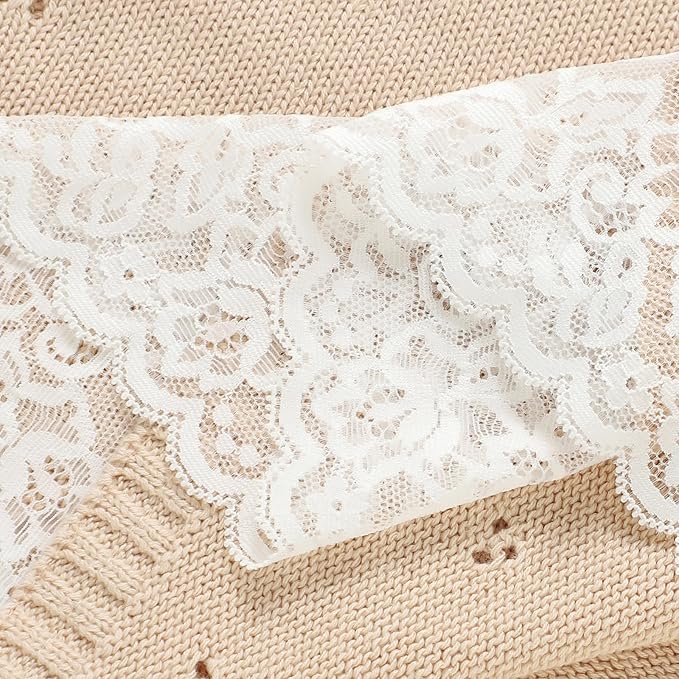 Hadetoto Cotton Lace Knit Baby Blankets, Super Soft Lightweight Crib Blanket for Infant Boys Girls, Nursery Bedding (Khaki)