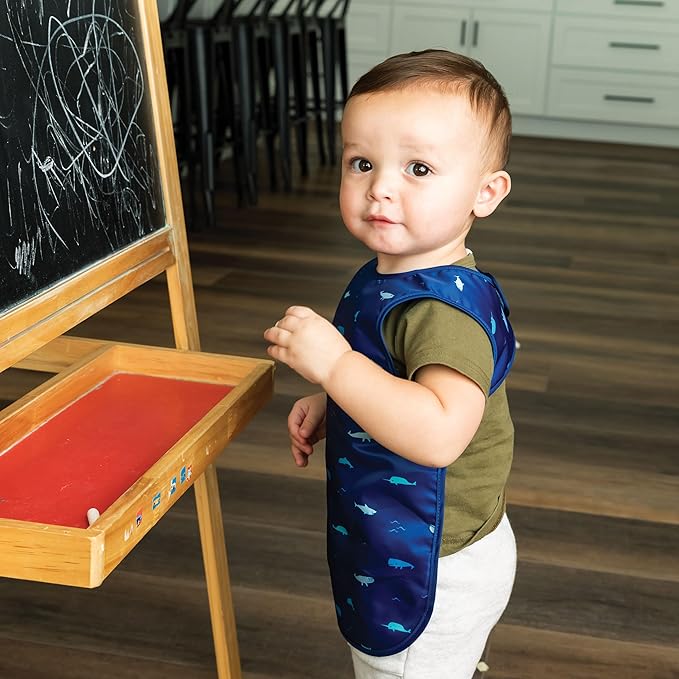 Tiny Twinkle Mess Proof Baby Bib for Boys | Waterproof Toddler Bib for Eating | Baby Apron for Feeding, Machine Washable | Perfect Shower Gift (Ocean Life, 6??4M)