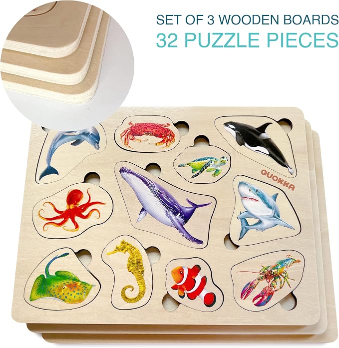 QUOKKA Wooden Educational Puzzles for Toddlers
