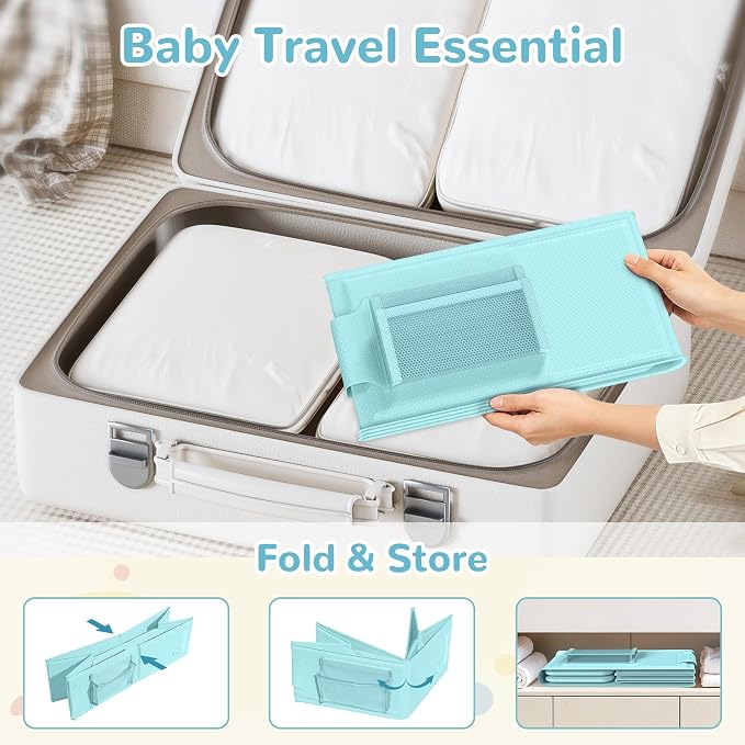 Collapsible Baby Bathtub, Foldable Toddler Bath Tub with Chick Pattern Bath Rinse Cup, No Assembly Portable Travel Bathtub for 6M-5Y, Ideal for Shower, Travel Essentials & Baby Registry Gift