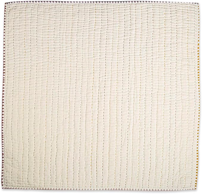 Crane Baby Blanket, 36??x 36?? Soft Cotton Quilted Nursery Blanket for Boys and Girls, Light Yellow