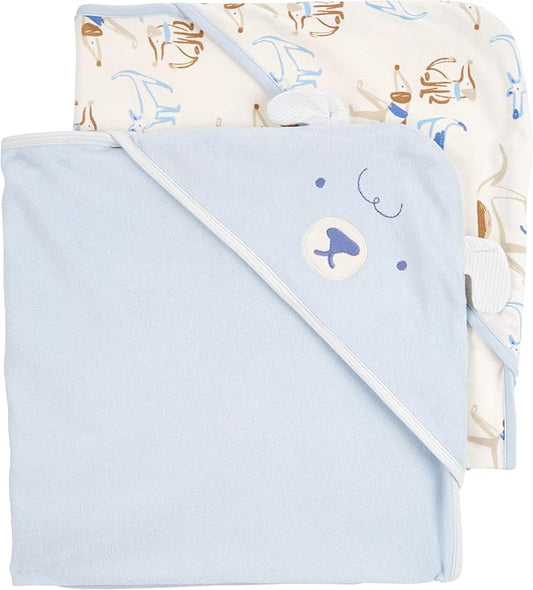 Carter's Baby Hooded Towel (2pk Blue/Ivory)