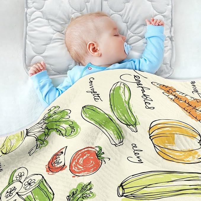 Ollabaky Vegetables Food Baby Blanket for Boys Girls Cotton Throw Blanket Swaddle Blanket for Crib Stroller Nursery Receiving Blanket Infant Toddler Unisex 30"x40"