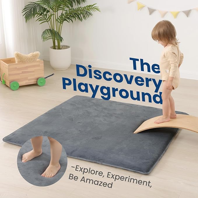 Baby Play Mat for Floor,Large 79"×79" Playpen Mat for Toddler,Infant,Kids,1.3" Thick Non-Slip Nursery Rug,Water Repellent Soft Padded Activity Mats for Tummy Time,Crawling,Playroom(Dark Grey)