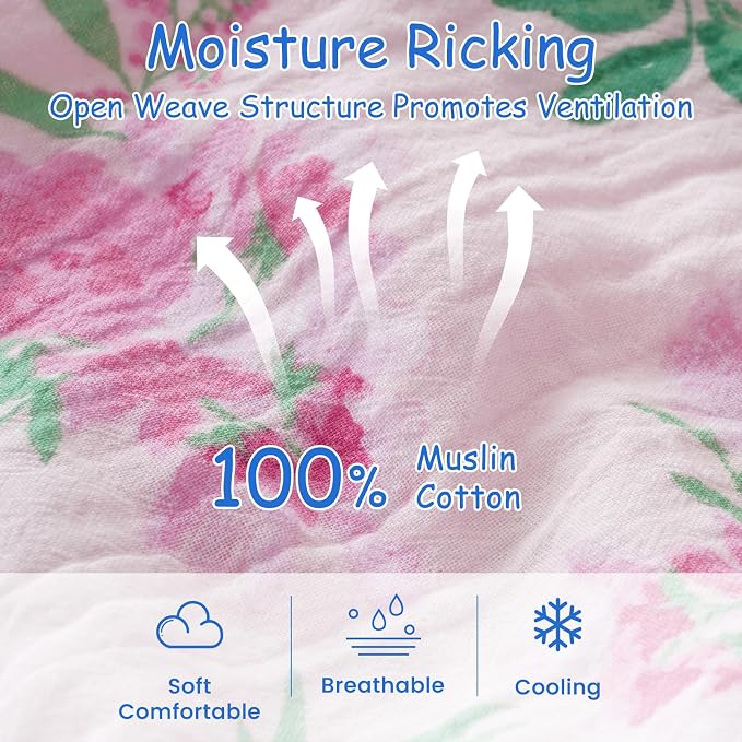 david's kids Muslin Cotton Baby Sleep Sack 0-6 Months, 2 Pack 100% Cotton Sleeping Bag for Summer, TOG 0.5 Baby Wearable Blankets with 2-Way Zipper, Soft Sleep Sacks for Newborn Infant, Floral
