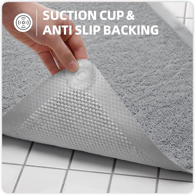 Upgraded Non Slip Shower Mat,Anti Slip Bathtub Mat with Suction Cups,Scrubber Mats,Easy to Clean,Quick Drying,Loofah Bath Mat for Tub,Shower,Bathroom.24''x24''