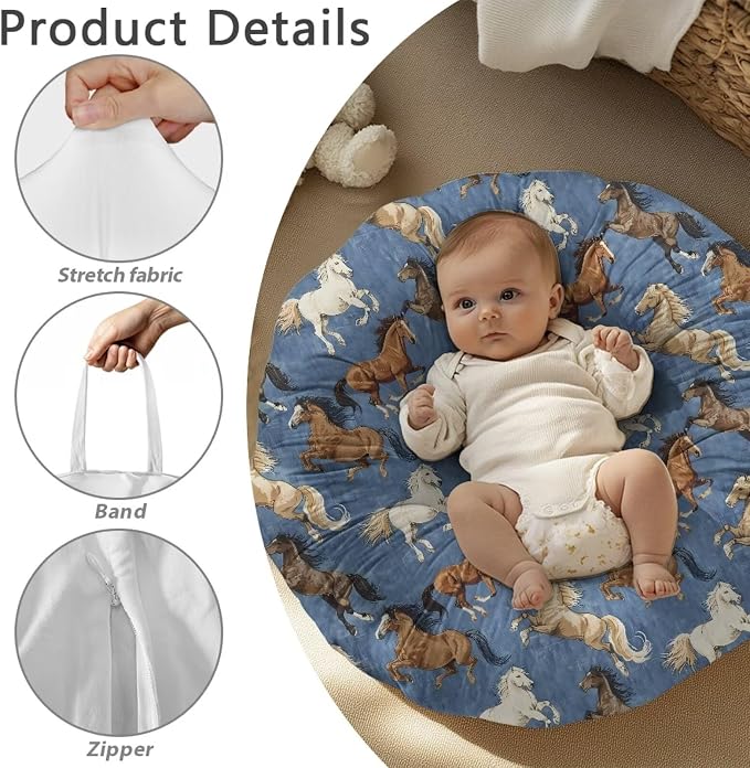Printed Horse Nursing Pillow Cover for Breastfeeding Pillows Breastfeeding Pillow Slipcovers for Baby Boys & Girls Ultra Soft Infant Nursing Pillowcase for Newborn