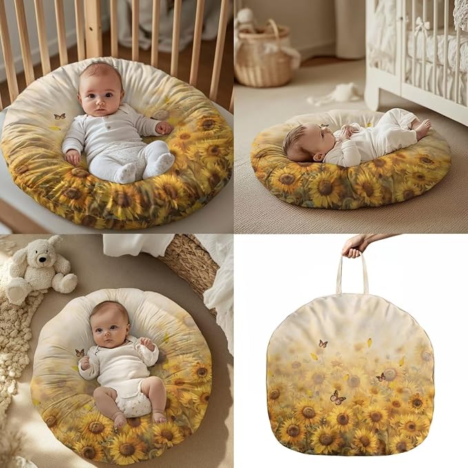 Sunflower Butterfly Newborn Lounger Cover & Baby Nursing Pillow Cover Set,Infant Nursing Pillow Covers for Breastfeeding Pillows,Soft Cozy Baby Lounger Pillow Cover for Boys Girls（Cover Only)