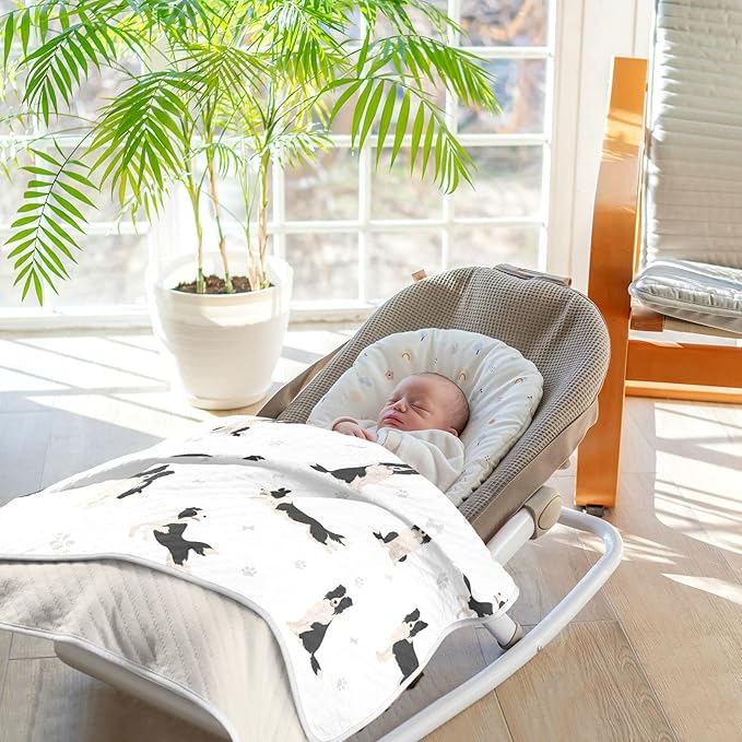 Ollabaky Baby Border Collie Cotton Throw Blanket Swaddle Blanket for Crib Stroller 30"x40"