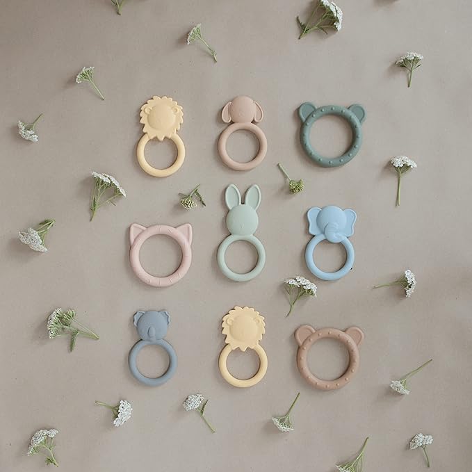 mushie Silicone Baby Teether Toy | Bear (Dried Thyme)