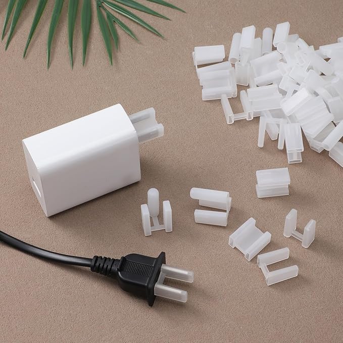 60 Pieces Plug Cover, Outlet Plugs Covers, 3 Prong and 2 Prong Plastic Protector Caps, Clear Safety Dust Boots for Power Socket