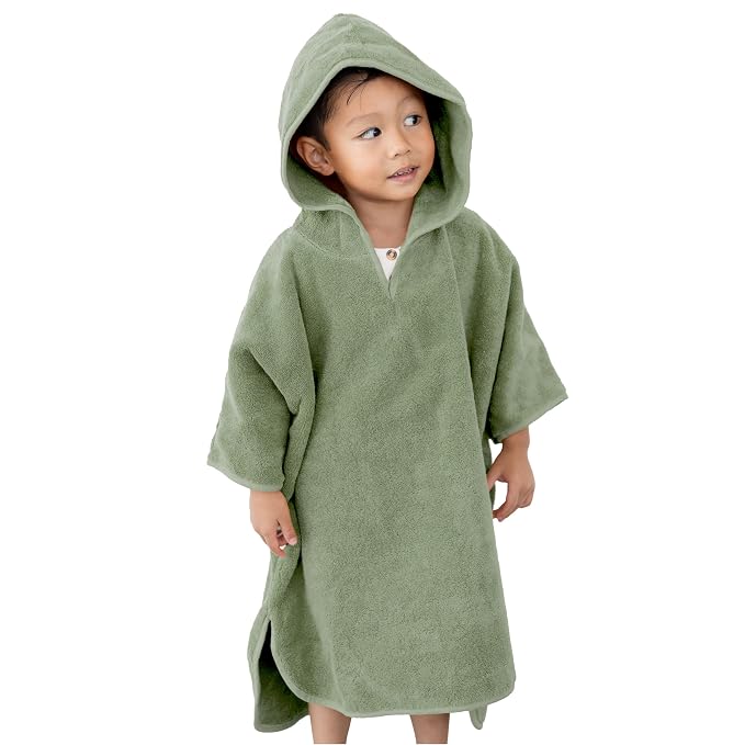 Natemia Hooded Towel Poncho – 100% Organic Cotton - Kids & Toddler Beach Towel with Hood - GOTS Certified - Gentle on Sensitive Skin - Cozy Swim & Bath Towel for Boys, Girls - Perfect Registry Gift