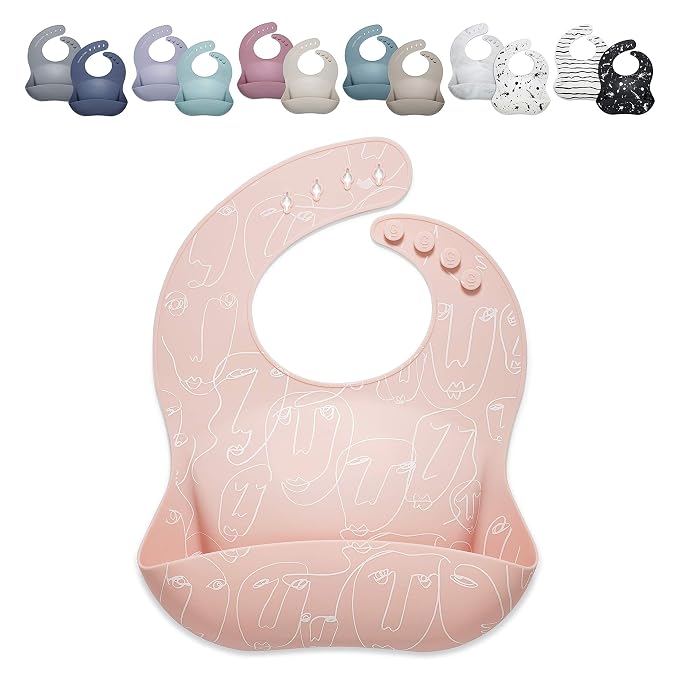 Goobie Baby Silicone Baby Bib with Food Catcher - Adjustable Waterproof Feeding Bib for Babies and Toddlers 4 to 36 Months in Stylish Colors for Girl and Boy - Modern, Soft, Easy to Clean (Motherhood)