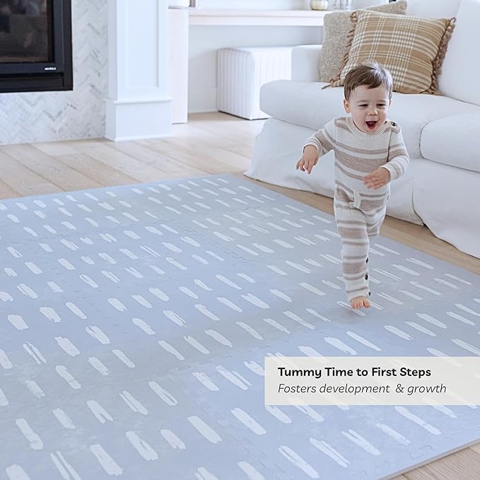 Little Landings Baby Play Mat for Floor - Shoreline (6x6ft) - Premium EVA Foam Play Mat for Babies & Toddlers (Ages 0-5+) Non-Toxic Playmat for Tummy Time, Crawling & Playroom - Stylish & Comfortable