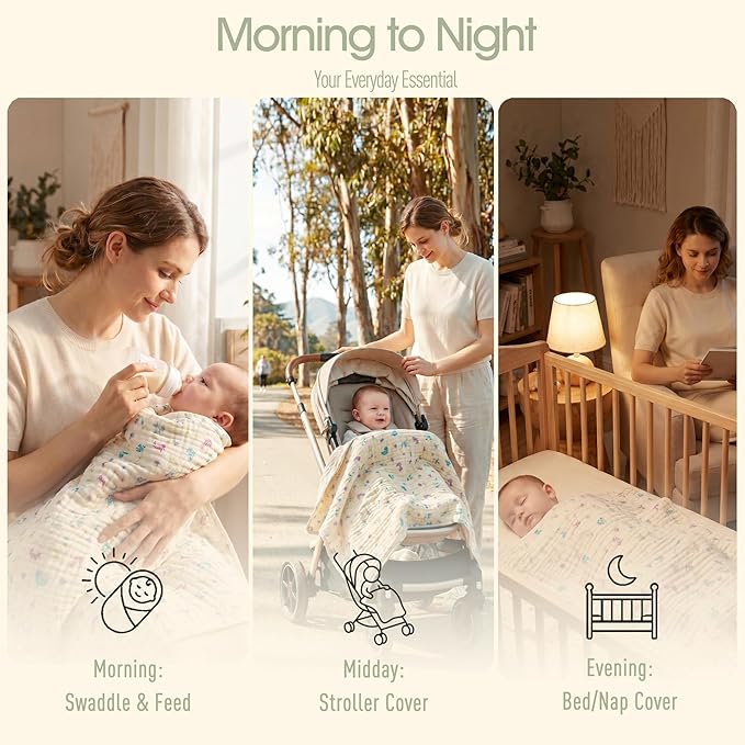 6-Layer Muslin Baby Blanket Made with Organic Cotton - Enchanting Wildflower Floral, Swaddle & Crib Quilt, 43" x 43"(Wildflower Floral)
